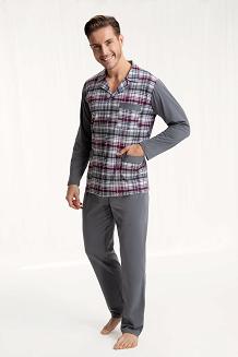 Piżama męska LUNA kod 797 rozpinana grafitowy