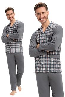 Piżama męska LUNA kod 797 rozpinana grafitowy