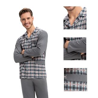 Piżama męska LUNA kod 797 rozpinana grafitowy