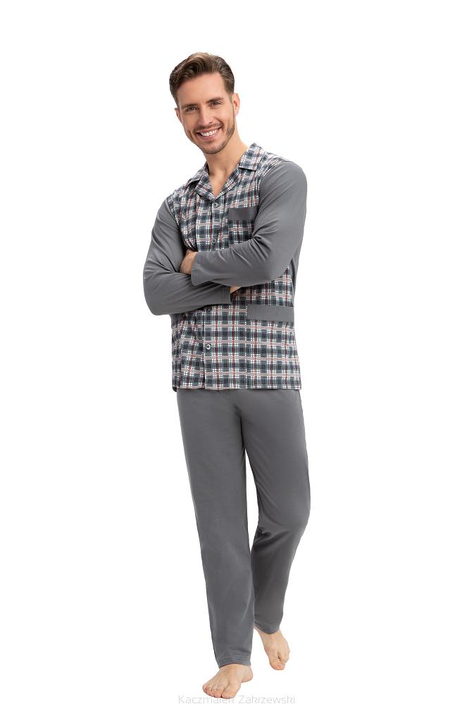 Piżama męska LUNA kod 797 rozpinana grafitowy
