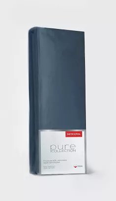 Prześcieradło satynowe z gumką Pure 220x200 jednobarwne denim