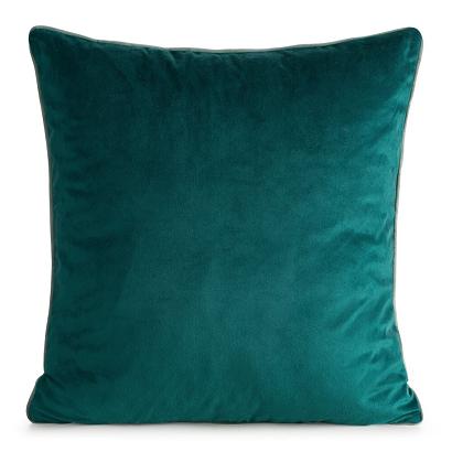 Poszewka dekoracyjna GAJA 45x45 Eurofirany ciemnoturkusowa welwetowa z dekoracyjną lamówką