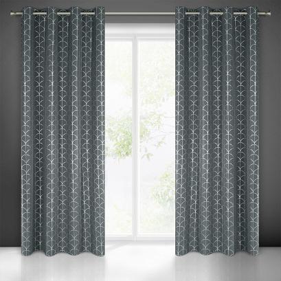 Zasłona gotowa na przelotkach CANDE 140x250 Eurofirany grafitowa srebrna