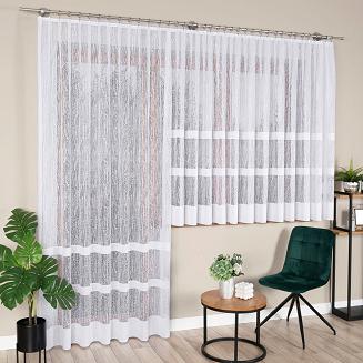 Firanka żakardowa gotowa na żabki WIKTORIA 200x150 biała