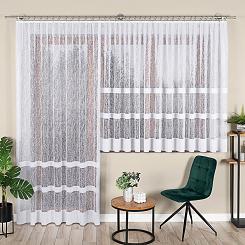 Firanka żakardowa gotowa na żabki WIKTORIA 200x150 biała