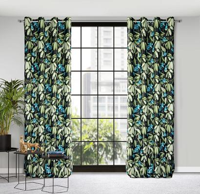 Zasłona gotowa na przelotkach LONI 140x250 Eurofirany czarna egzotyczne storczyki