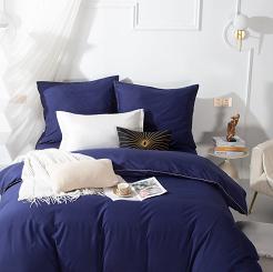 Pościel Queen 220x200 granatowa ze złotą lamówką bizą