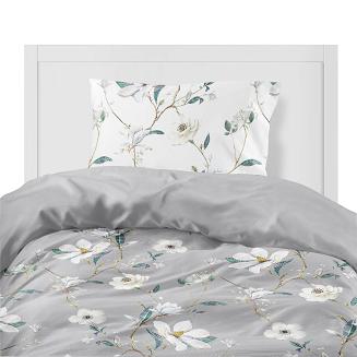 Pościel flanelowa 200x220 szara biała polne kwiaty