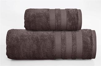 Ręcznik bawełniany River 70x130 brązowy z bordiurą