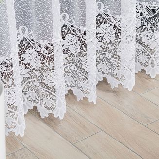 Firanka żakardowa gotowa na żabki DEMETRIA 300x250 biała
