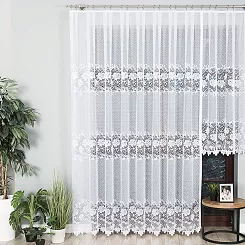 Firanka żakardowa gotowa na żabki DEMETRIA 300x250 biała