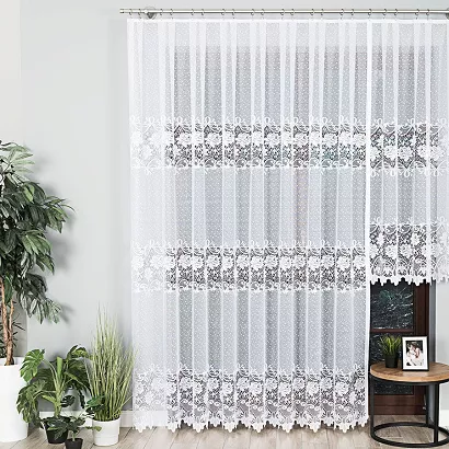 Firanka żakardowa gotowa na żabki DEMETRIA-1 300x250 biała