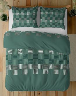 Pościel bawełniana 160x200 Detexpol zielona szachownica