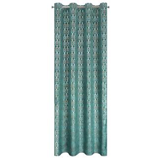 Zasłona gotowa na przelotkach LAURA 140x250 Eurofirany turkusowy/złoty
