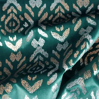 Zasłona gotowa na przelotkach LAURA 140x250 Eurofirany turkusowy/złoty