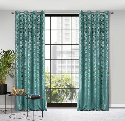 Zasłona gotowa na przelotkach LAURA 140x250 Eurofirany turkusowa złota