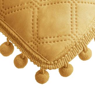 Poszewka dekoracyjna POMPOO 45x45 musztardowa z pomponami