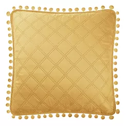 Poszewka dekoracyjna POMPOO 45x45 musztardowa z pomponami