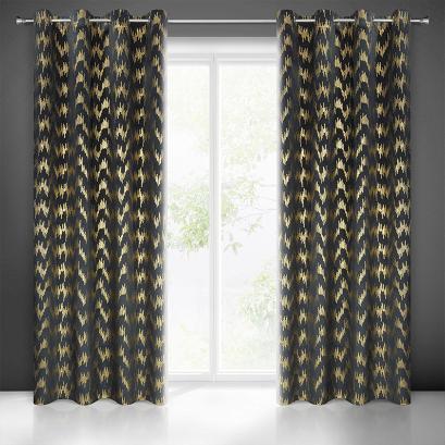 Zasłona gotowa na przelotkach CHILL 140x250 Eurofirany czarny/złoty