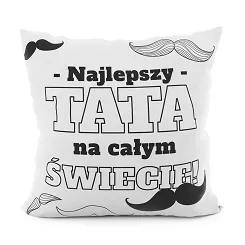 Poszewka dekoracyjna NAJLEPSZY TATA 40x40 welwetowa biała czarna