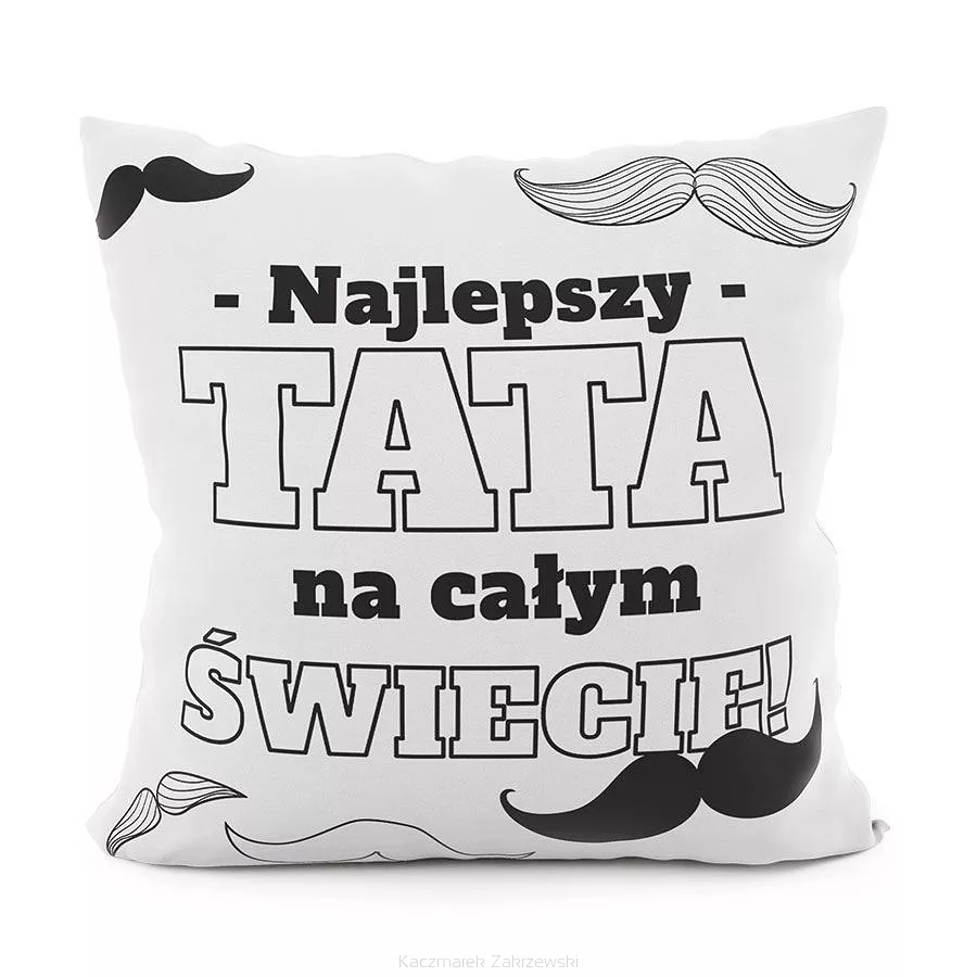 Poszewka dekoracyjna NAJLEPSZY TATA 40x40 welwetowa biała czarna