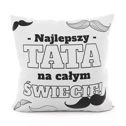 Poszewka dekoracyjna NAJLEPSZY TATA 40x40 welwetowa biała czarna
