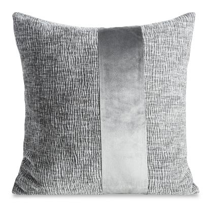 Poszewka dekoracyjna CARLA 45x45 Eurofirany stalowa szenilowa z ozdobnym pasem