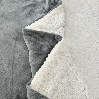 Koc narzuta na łóżko Sherpa 150x200 dwustronny baranek jasnoszary