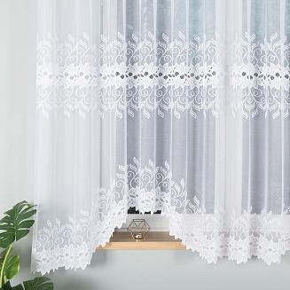 Firanka żakardowa gotowa na żabki BASTIA 450x180 biała