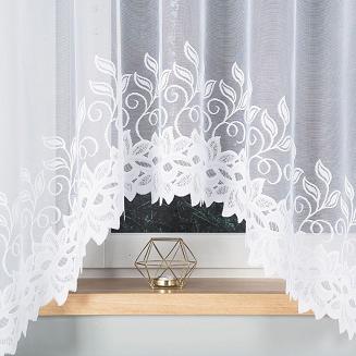 Firanka żakardowa gotowa na żabki BASTIA 450x180 biała