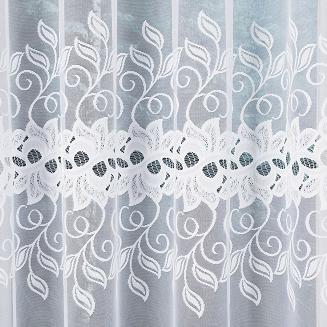 Firanka żakardowa gotowa na żabki BASTIA 450x180 biała