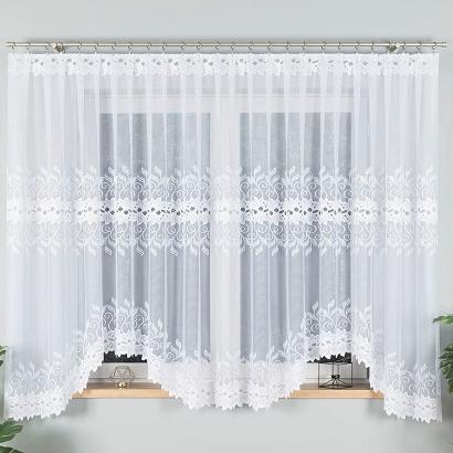 Firanka żakardowa gotowa na żabki BASTIA 450x180 biała