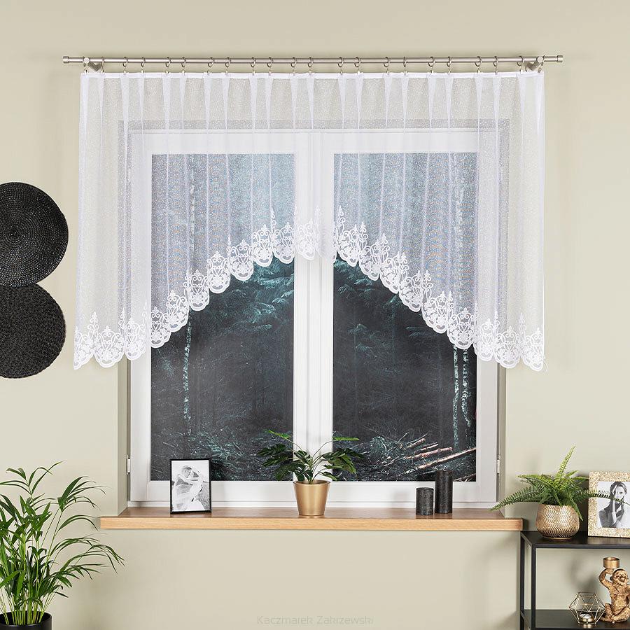 Firanka żakardowa gotowa na żabki ŻANETA 300x105 biała