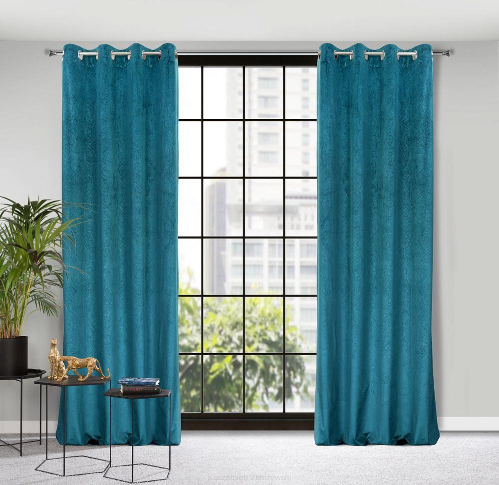 Zasłona gotowa na przelotkach LILI 140x250 Eurofirany ciemnoniebieski