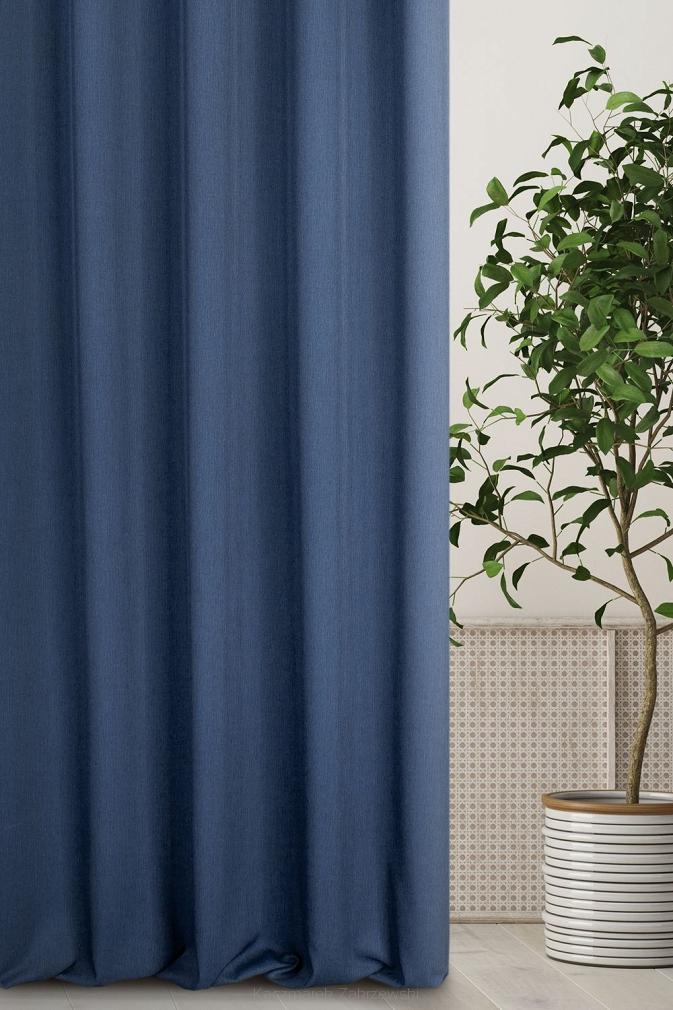 Zasłona gotowa na przelotkach PALERMO 140x250 Eurofirany ciemnoniebieski