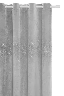 Popielata Zasłona Welurowa Z Kryształkami 140x250 Shiny