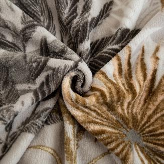 Pościel polarowa 160x200 welur szara jesienny ogród