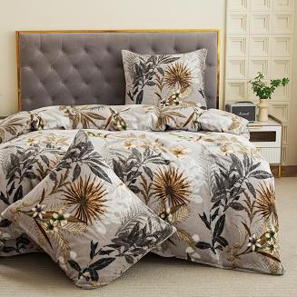 Pościel polarowa 160x200 welur szara jesienny ogród