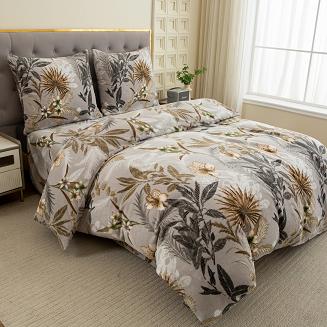 Pościel polarowa 160x200 welur szara jesienny ogród