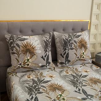 Pościel polarowa 160x200 welur szara jesienny ogród