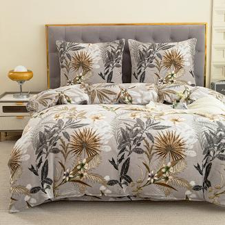 Pościel polarowa 160x200 welur szara jesienny ogród