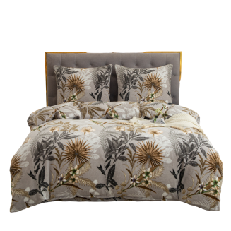 Pościel polarowa 160x200 welur szara jesienny ogród