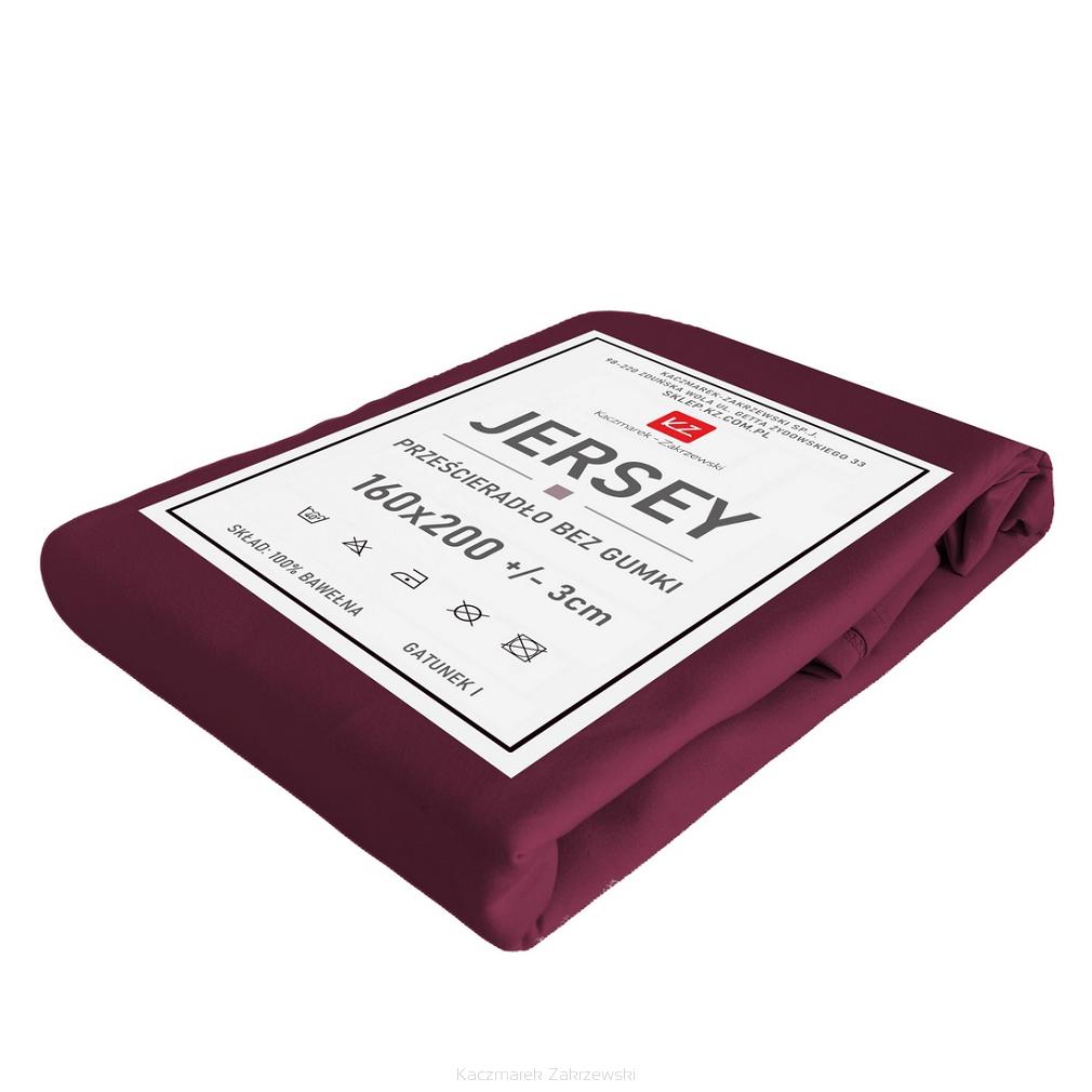 Prześcieradło jersey bez gumki 160x200 bordowe
