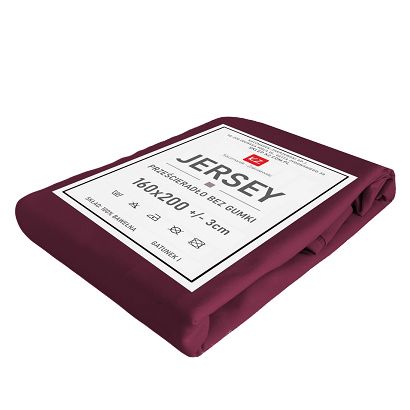 Prześcieradło jersey bez gumki 160x200 bordowe