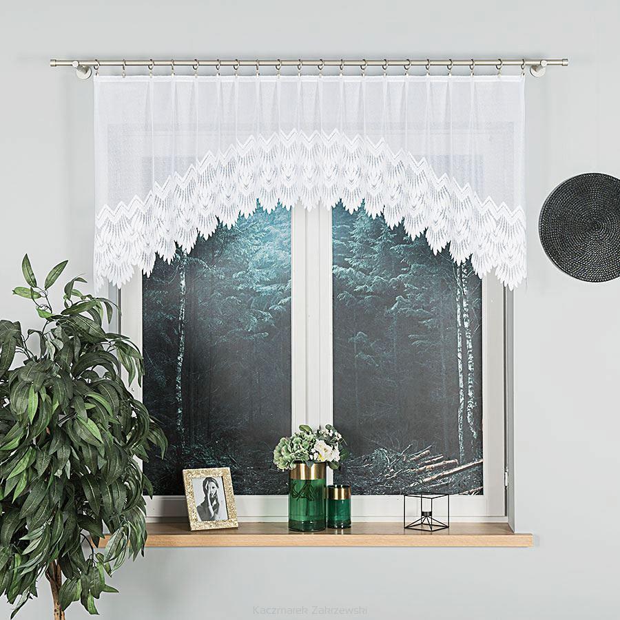 Firanka żakardowa gotowa na prosto na żabki FELICJA 200x80 biała