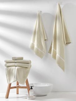 Ręcznik bawełniany LIBRE 70x140 beżowy z białą bizą