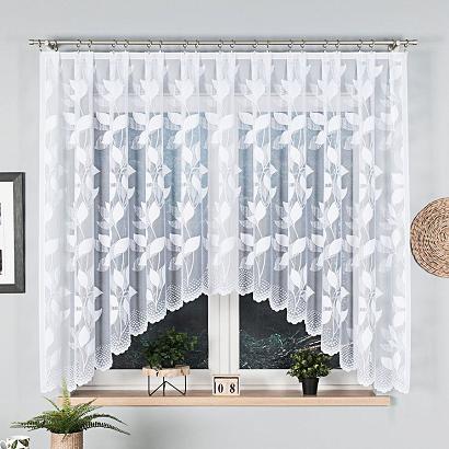 Firanka żakardowa gotowa na żabki MARTA 320x160 biała