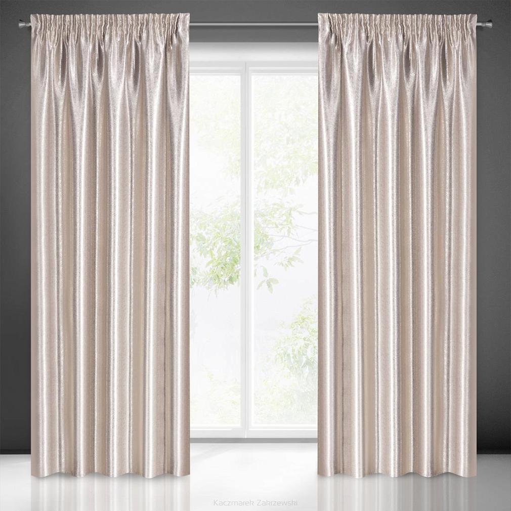 Zasłona gotowa na taśmie EBRU 135x270 Eurofirany beżowa + złota