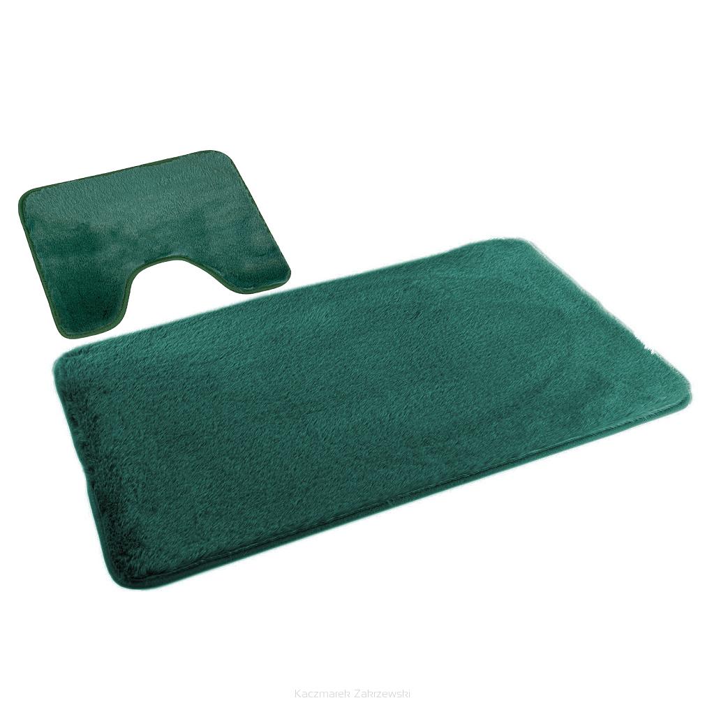 Dywanik łazienkowy 2-częściowy LOMBOK Euromat puszysty butelkowy zielony