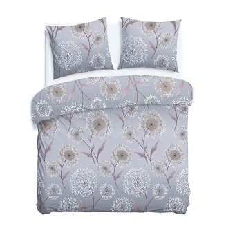 Pościel flanelowa FLANELOVE 160x200 delikatne dmuchawce na szarym tle